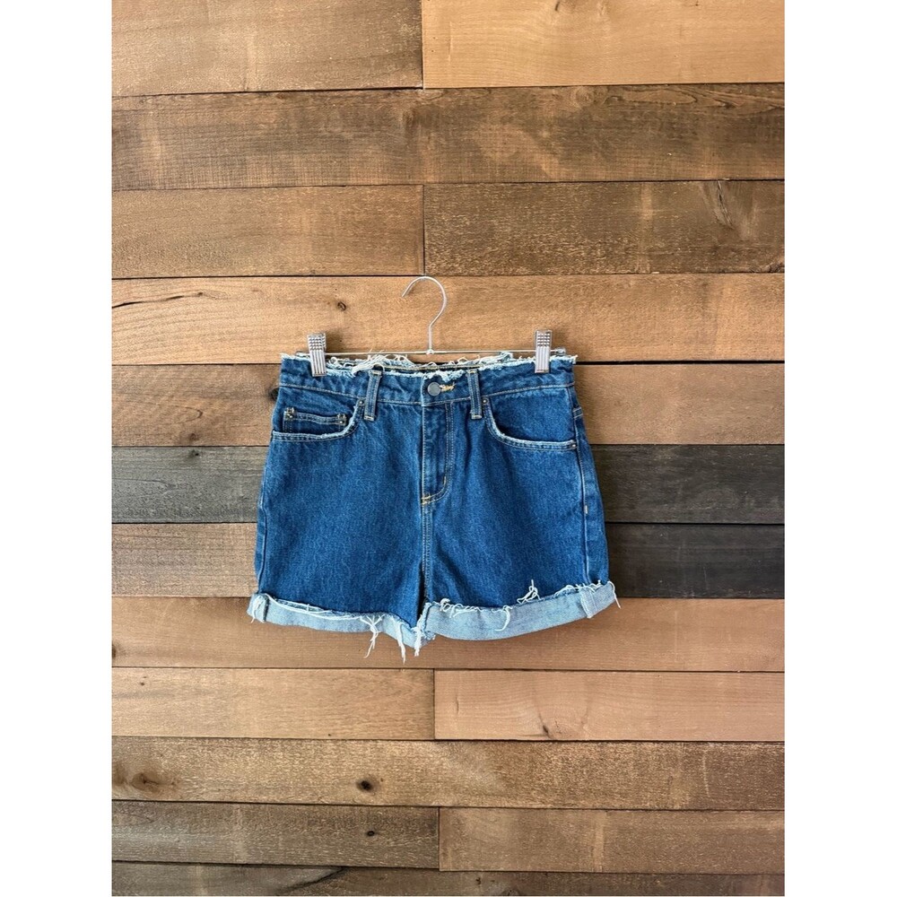 Carmar Los Angeles Frayed Denim Shorts Blue High Rise Cuffed Jean Shorts 24